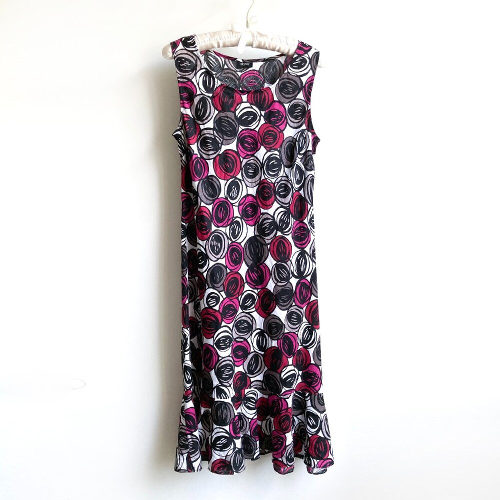 Hobbs London Linen Dress with Swirly Print